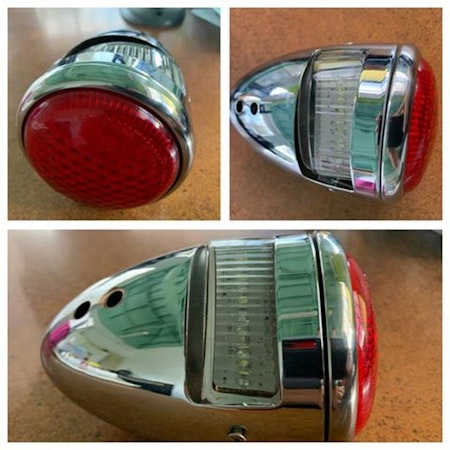 Ford Tail Lights - 1937 Passenger Car Left hand Tail Lamp 12 volt - Stainless Steal body and Stainless Steal Rim