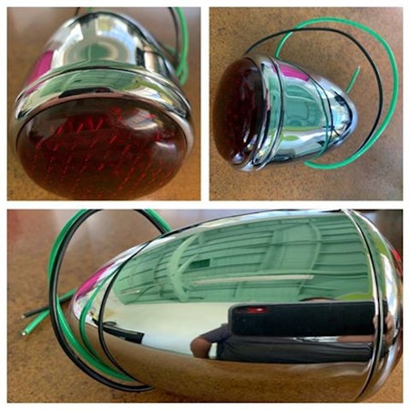 Ford Tail Lights - 1937 Passenger Car Right hand Tail Lamp 12 volt - Stainless Steal body and Stainless Steal Rim